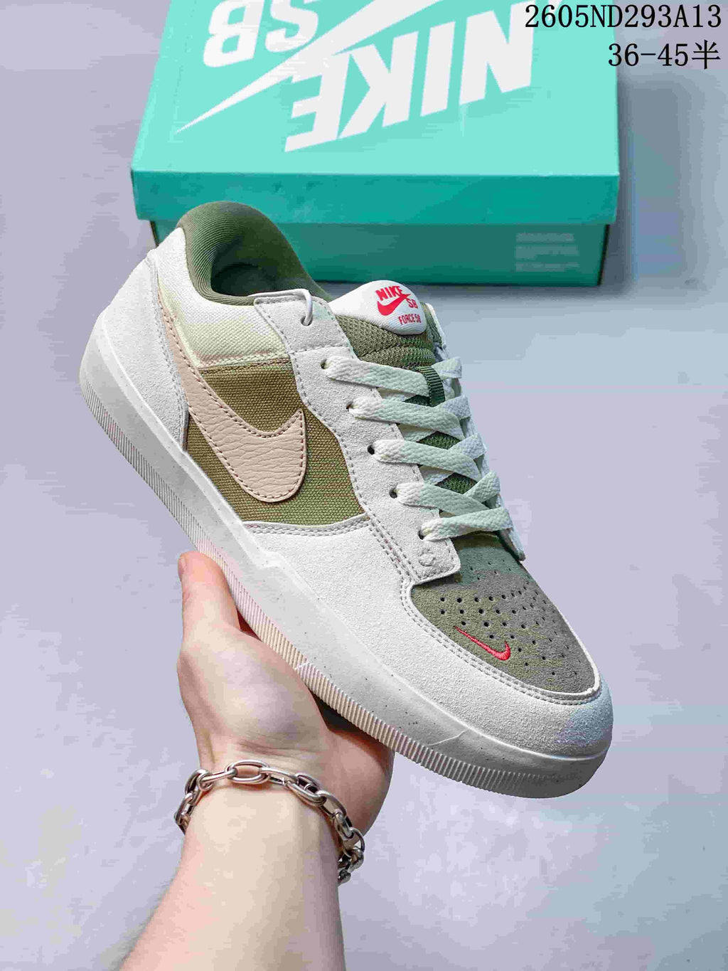 Nike SB Force 58 Low Sneakers White Green 2605ND293A13