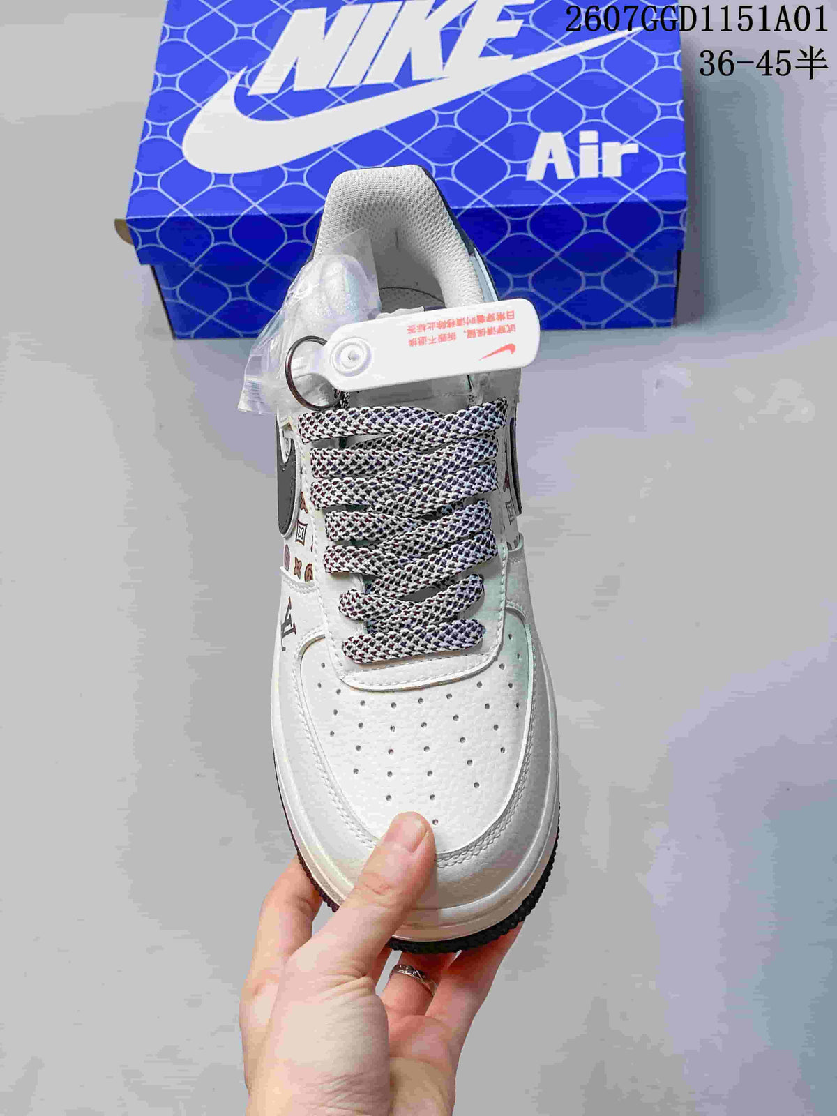 Nike Air Force 1 White Monogram Print Sneakers