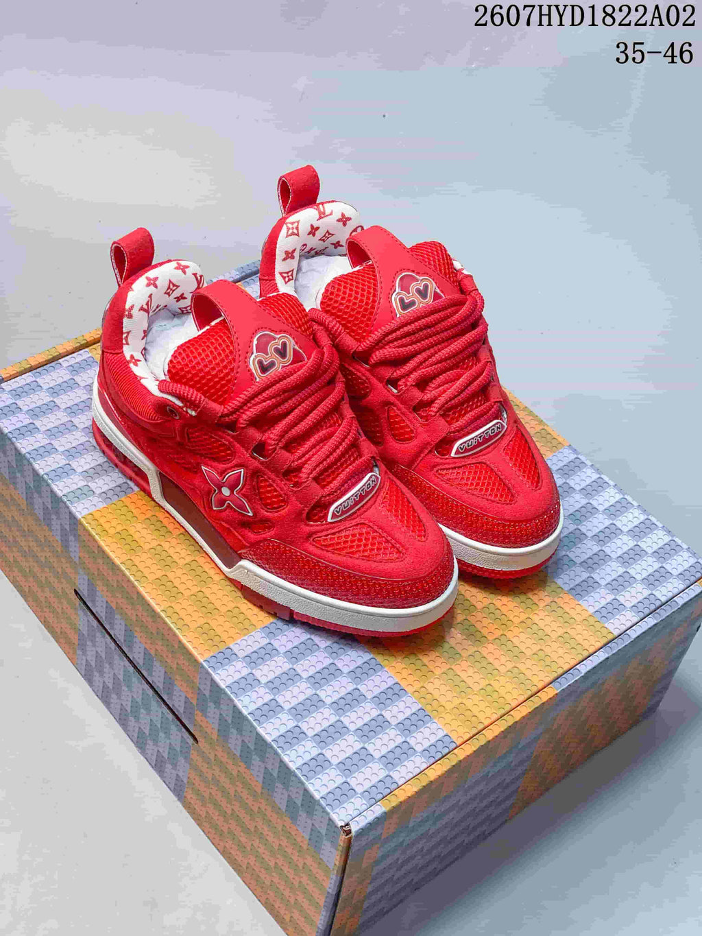 Louis Vuitton Trainer Sneakers in Red and Brown