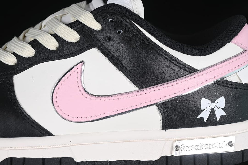 Nike SB Dunk Low Black White Pink Bow Sneakers