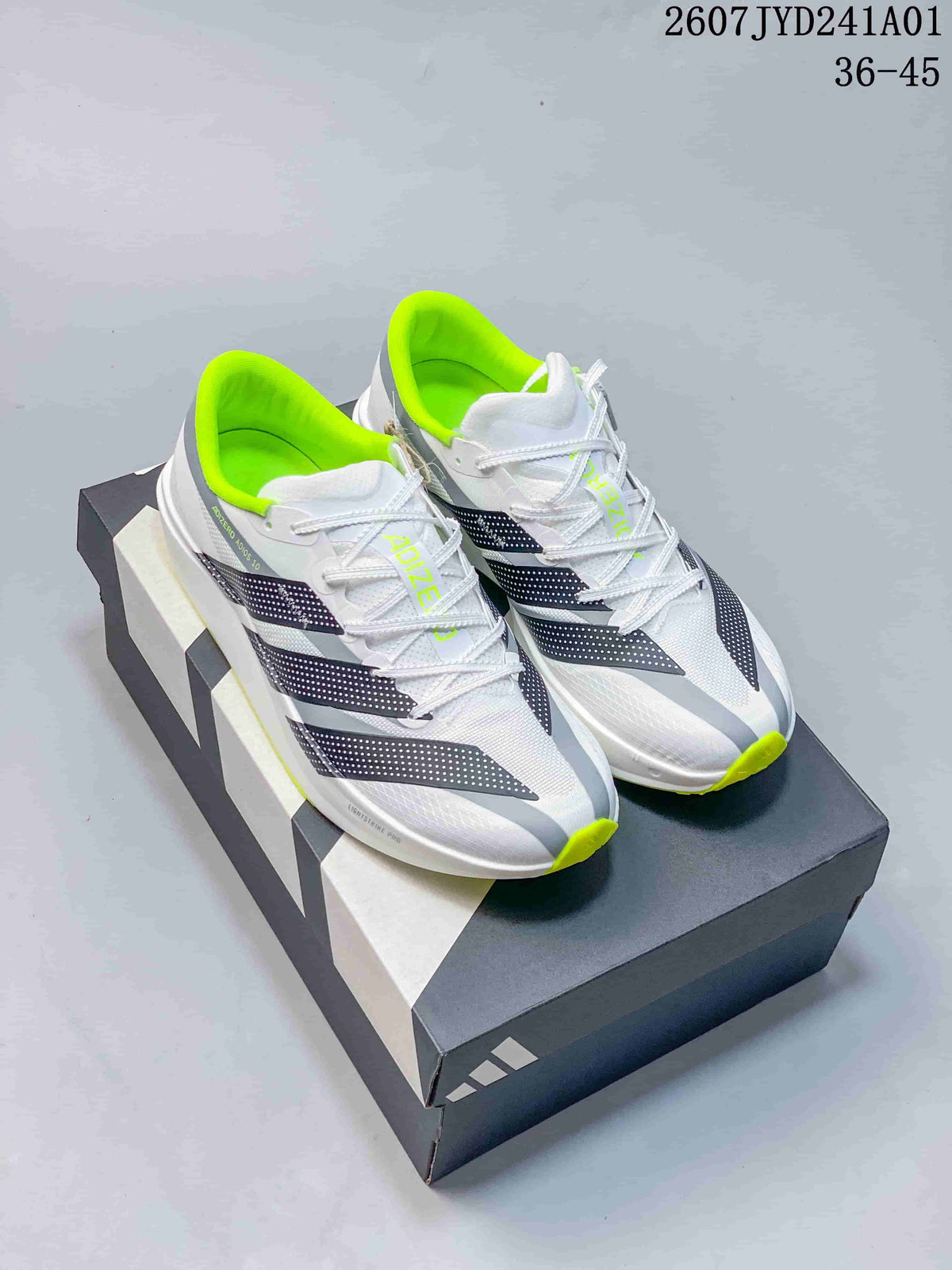 Adidas Adizero 10 Low-Top Running Shoes, White