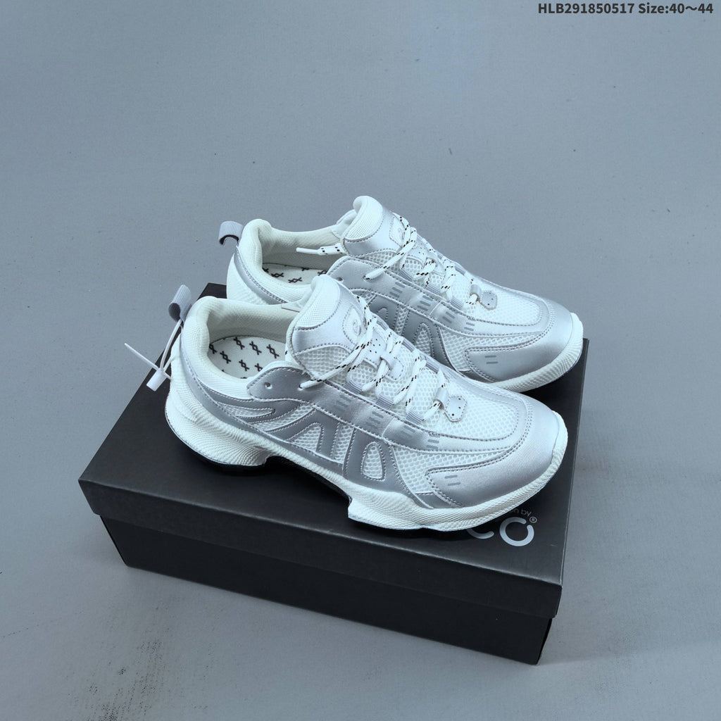 Ecco Biom C-Trail Low-Top Sneakers in Black and White