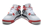 Air Jordan 4 Retro White and Red High-Top Sneakers