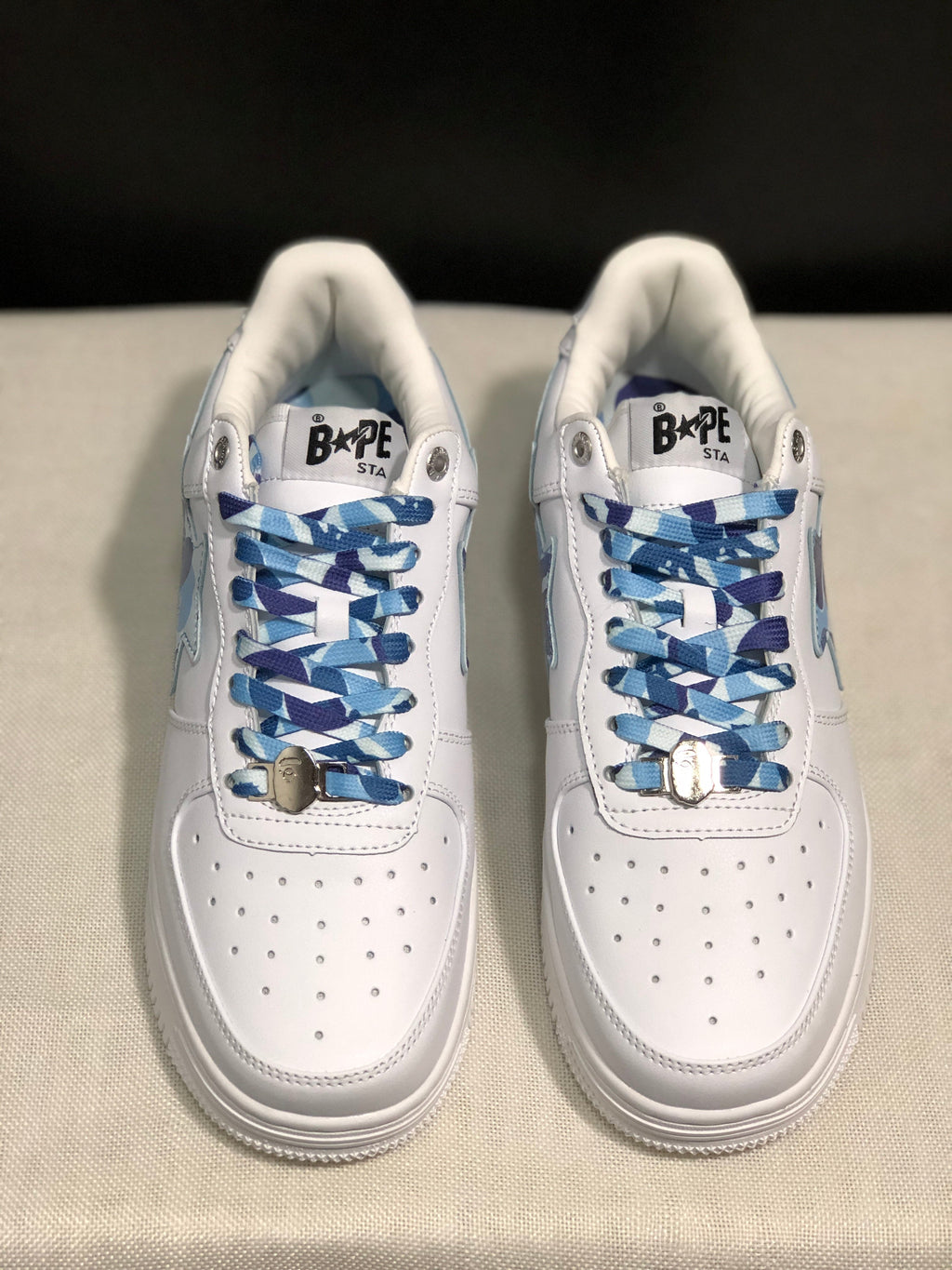BAPE STA Low-Top Sneakers White Blue Camouflage