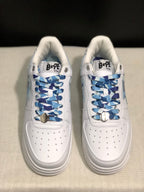 BAPE STA Low-Top Sneakers White Blue Camouflage