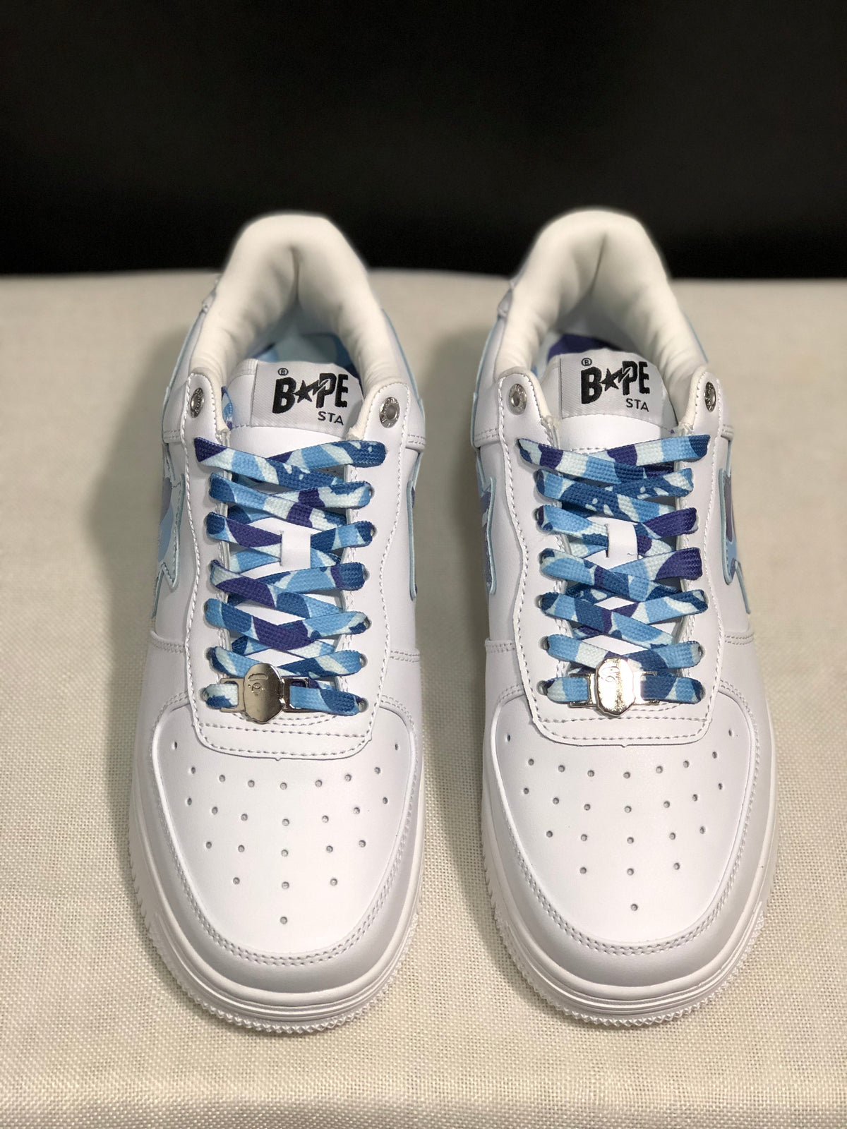 BAPE STA Low-Top Sneakers White Blue Camouflage