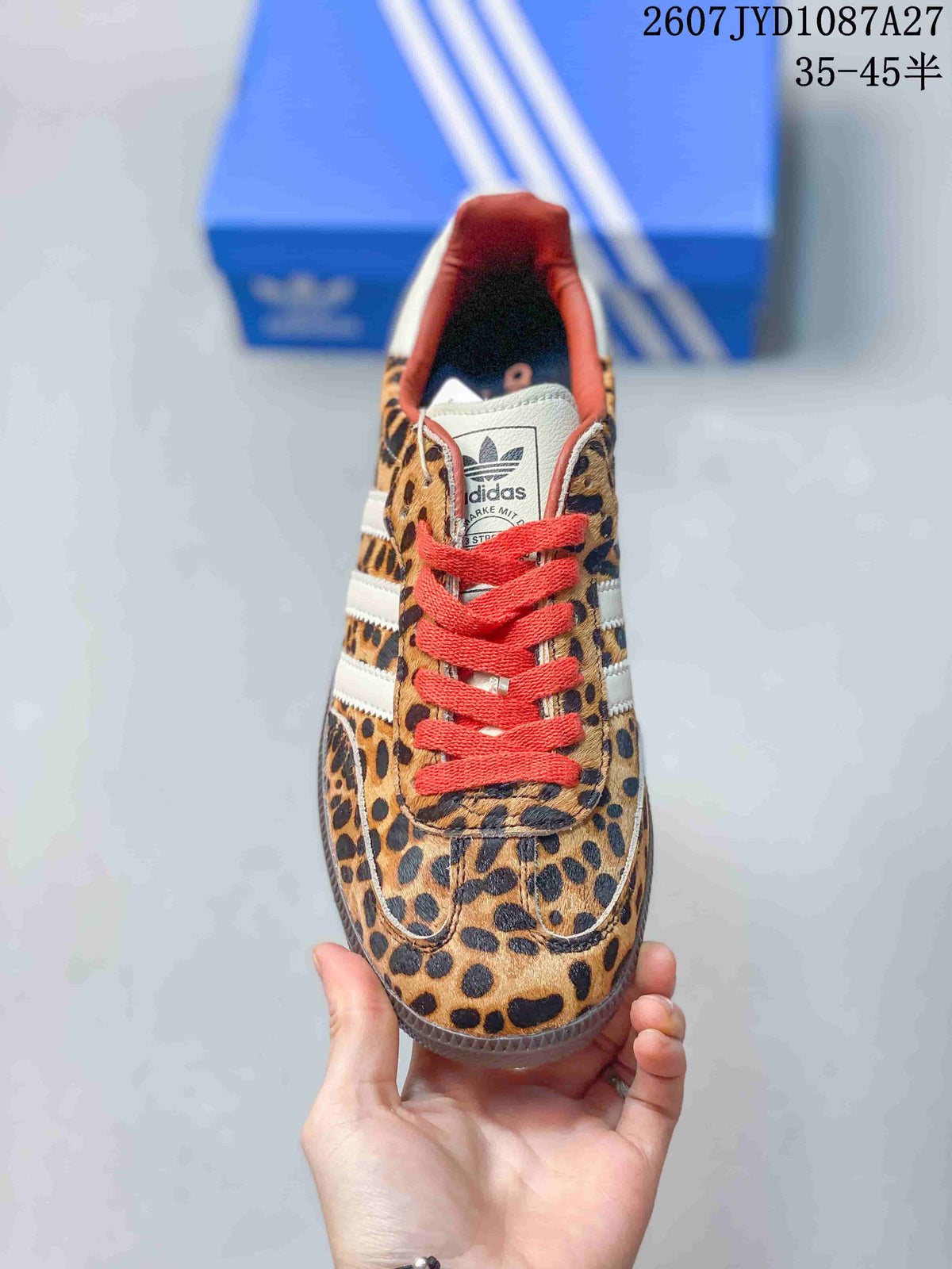 adidas Samba ADV Sneakers Leopard Print Red Laces