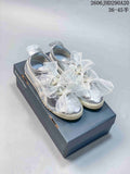 Onitsuka Tiger Silver Sneakers with Sheer Bow Laces