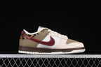 Nike Dunk Low Sneakers in Sail, Olive and Burgundy