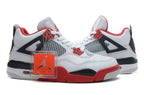 Air Jordan 4 Retro White and Red High-Top Sneakers