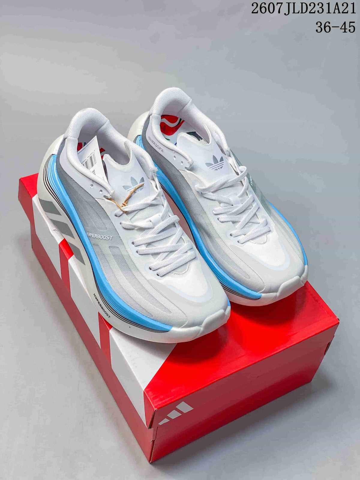 Adidas Hyperboost Edge Running Sneakers White Blue