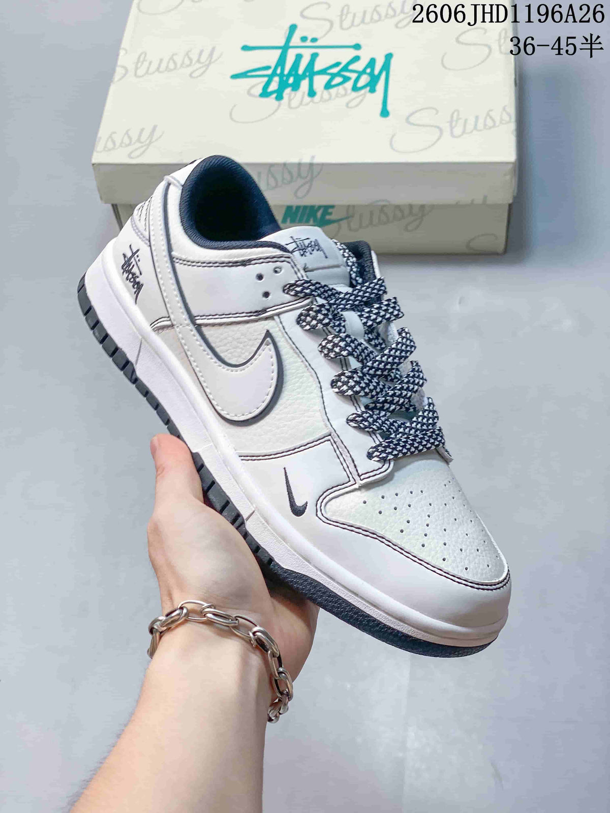 Nike SB Dunk Low White and Navy Sneakers