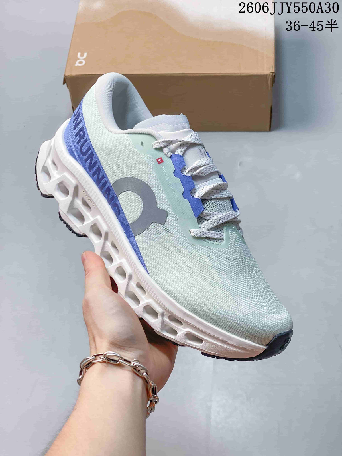 On Cloudmonster 3 Running Shoes, Pale Mint and Blue