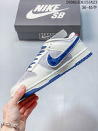 Nike SB Dunk Low Bearbrick-Inspired Cream and Blue Sneakers