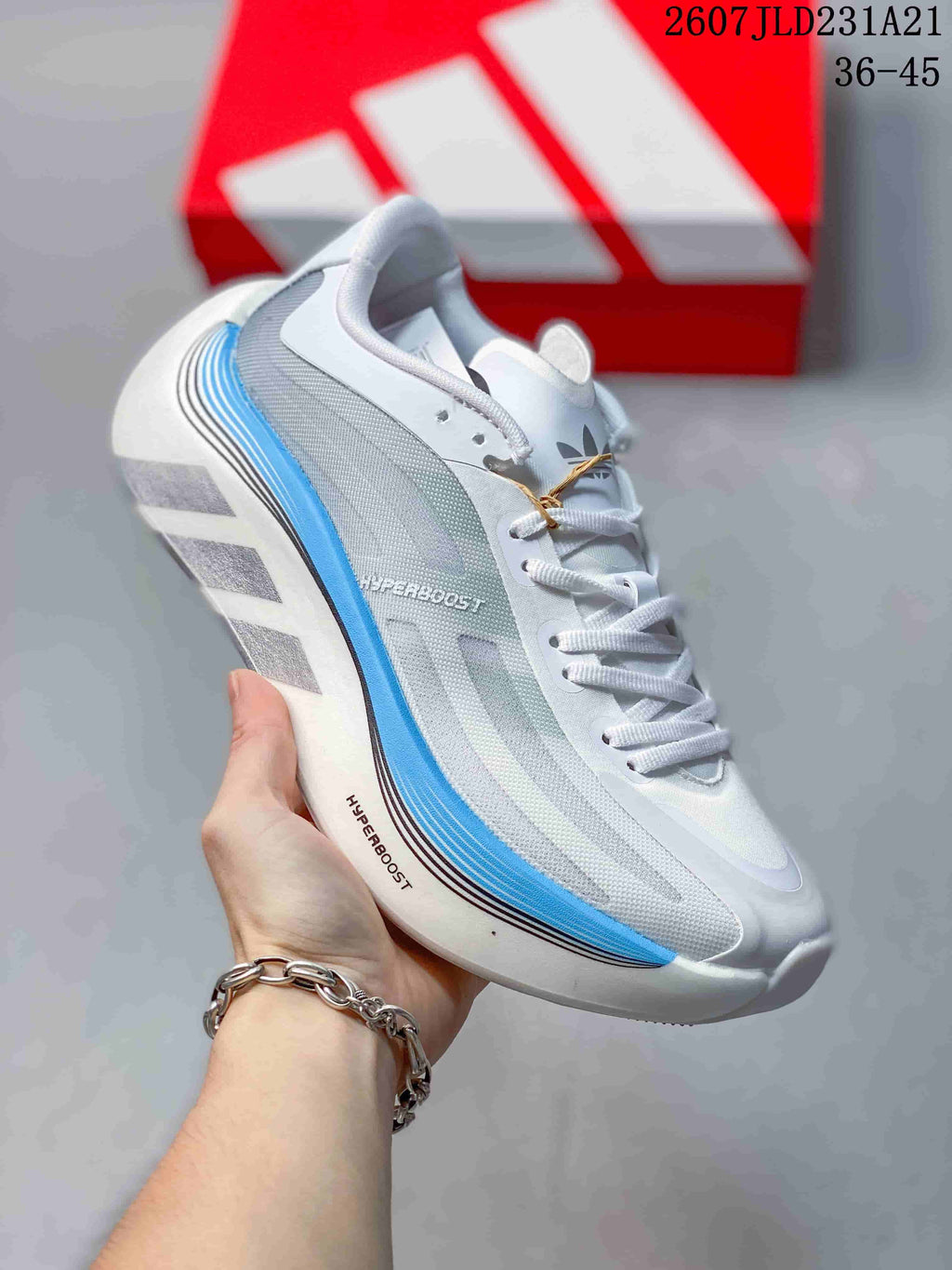 Adidas Hyperboost Edge Running Sneakers White Blue