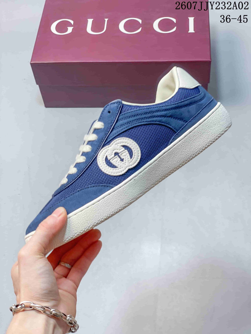 Gucci G75 Blue Low-Top Sneakers, Style 826818 AA879 9149
