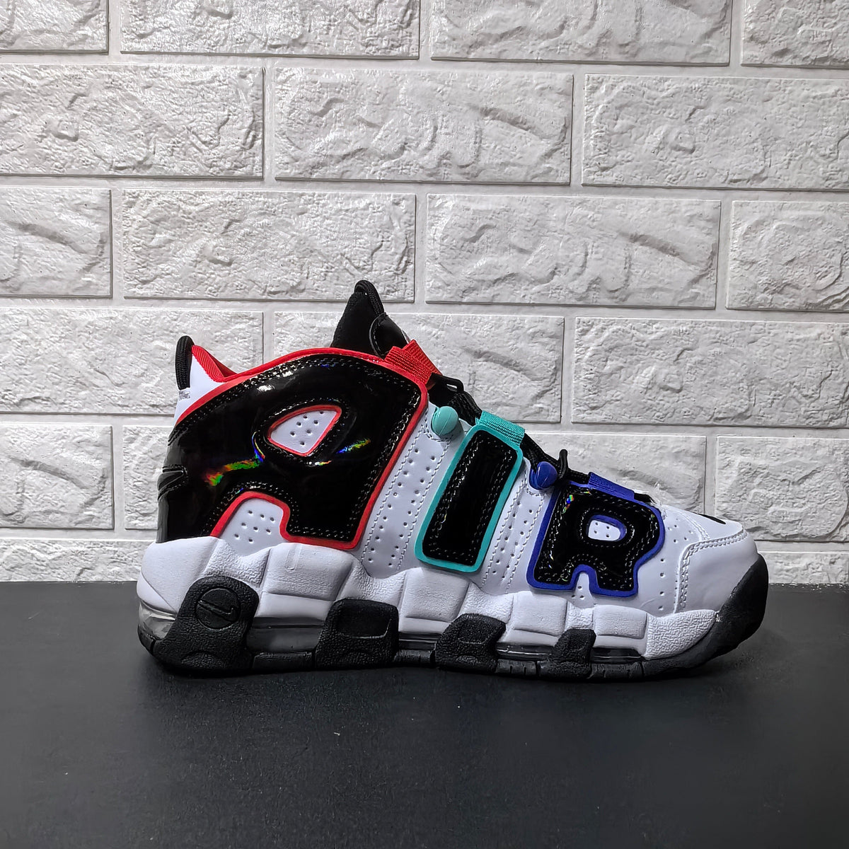 Nike Air More Uptempo Sneakers White Black Red Aqua