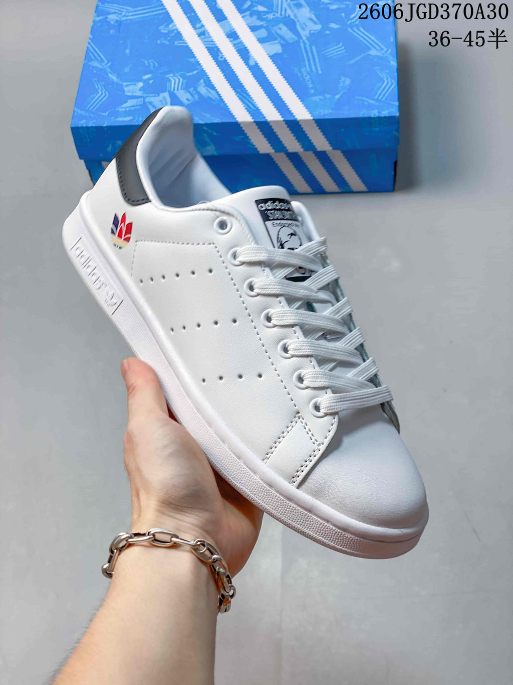 Adidas Stan Smith White Low-Top Sneakers with Color Heel Tabs