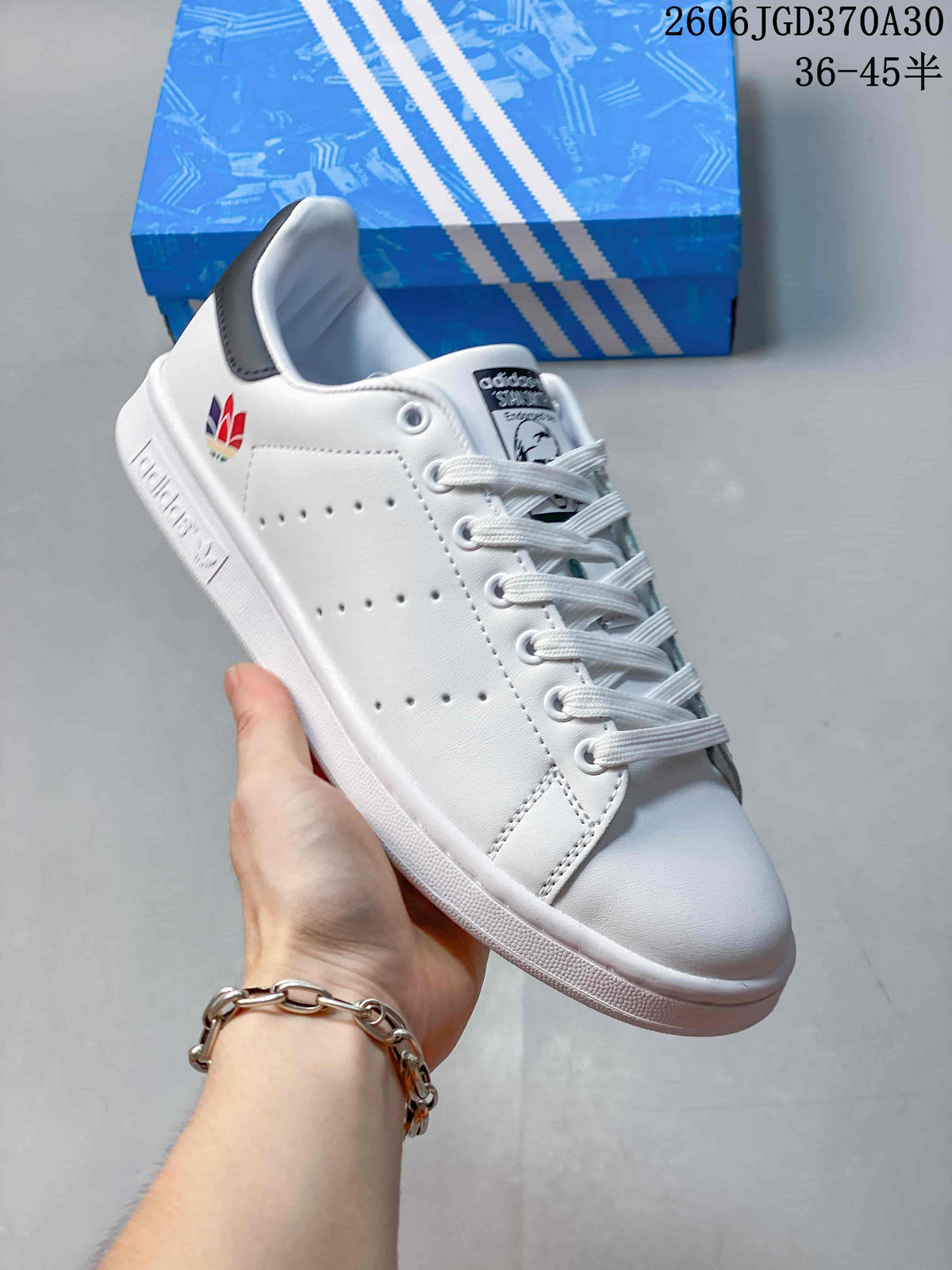 Adidas Stan Smith White Low-Top Sneakers with Color Heel Tabs