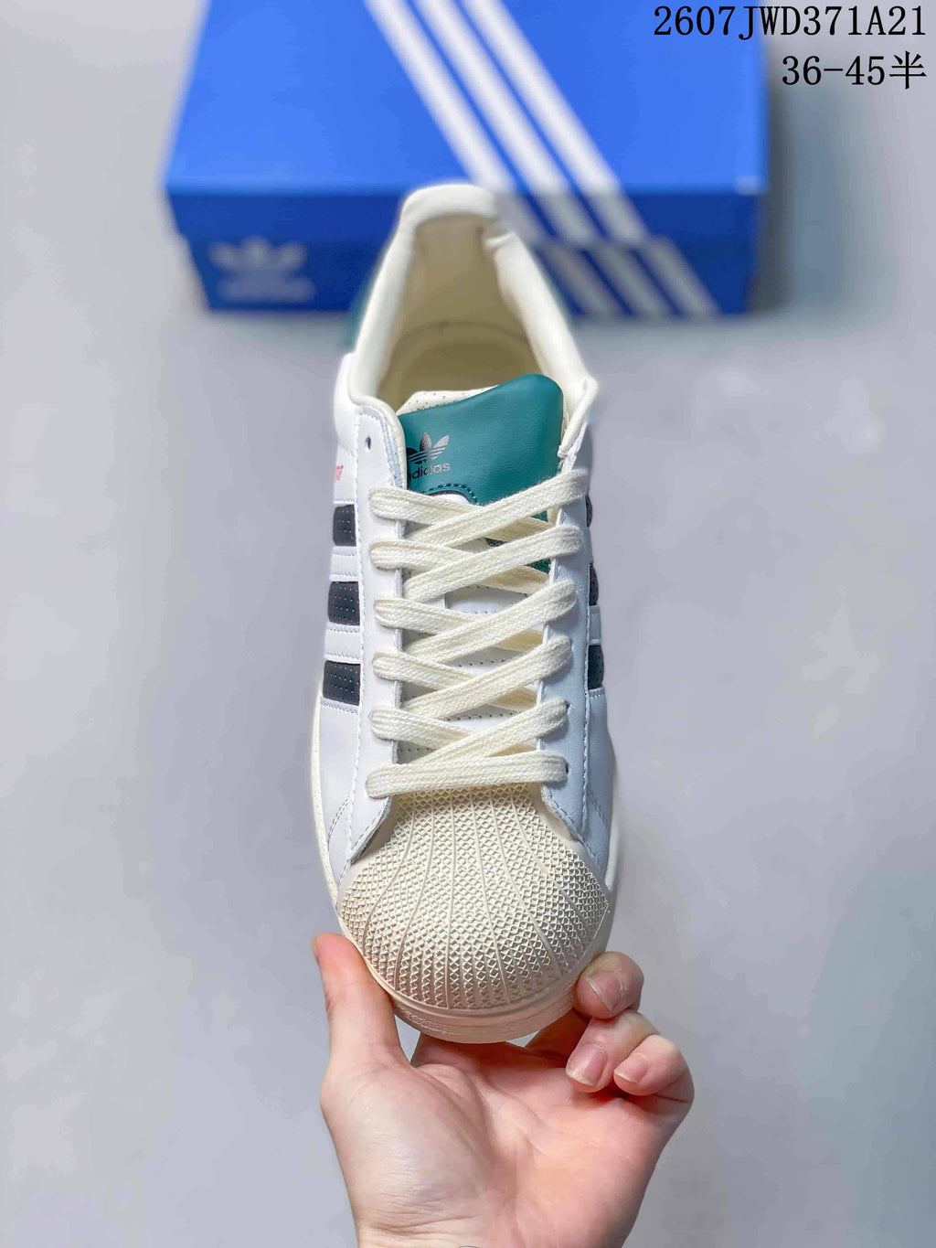 Adidas Superstar Supermodified White Teal Sneakers 2607JWD371A21