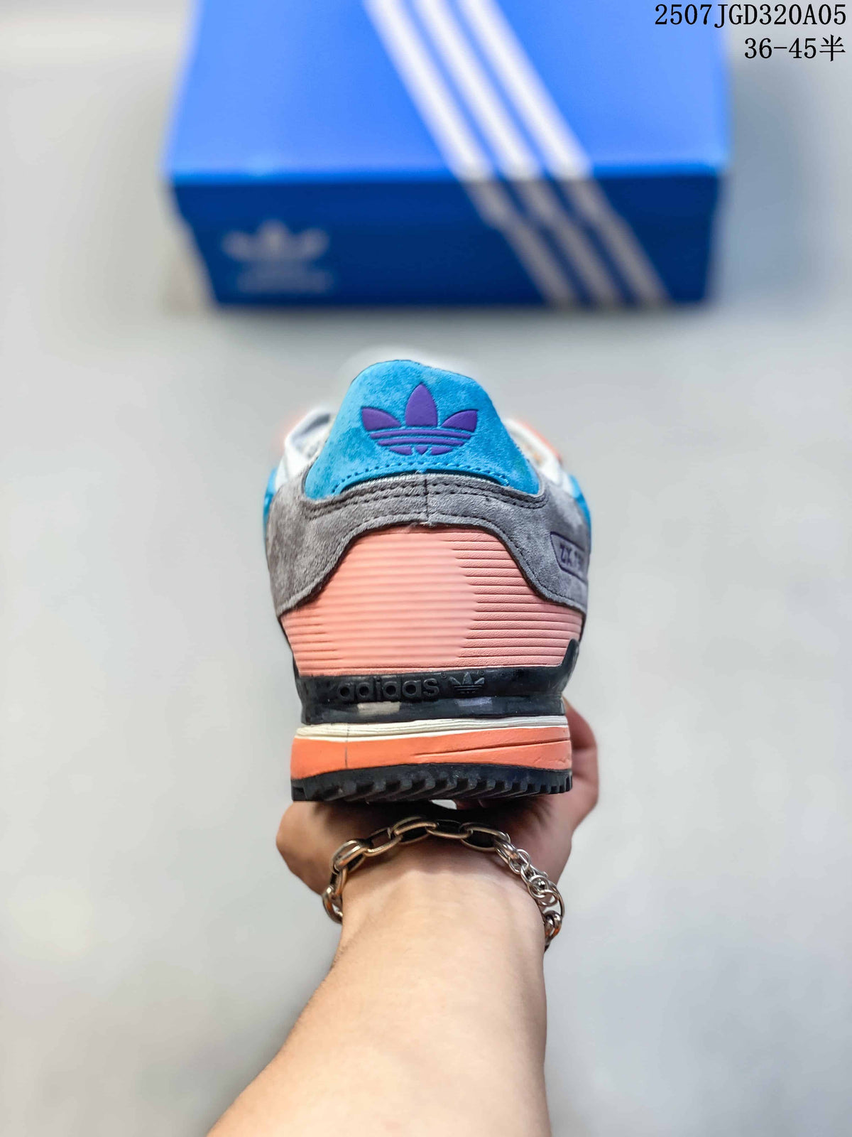 adidas ZX 750 Retro Sneakers in Gray, Purple and Coral