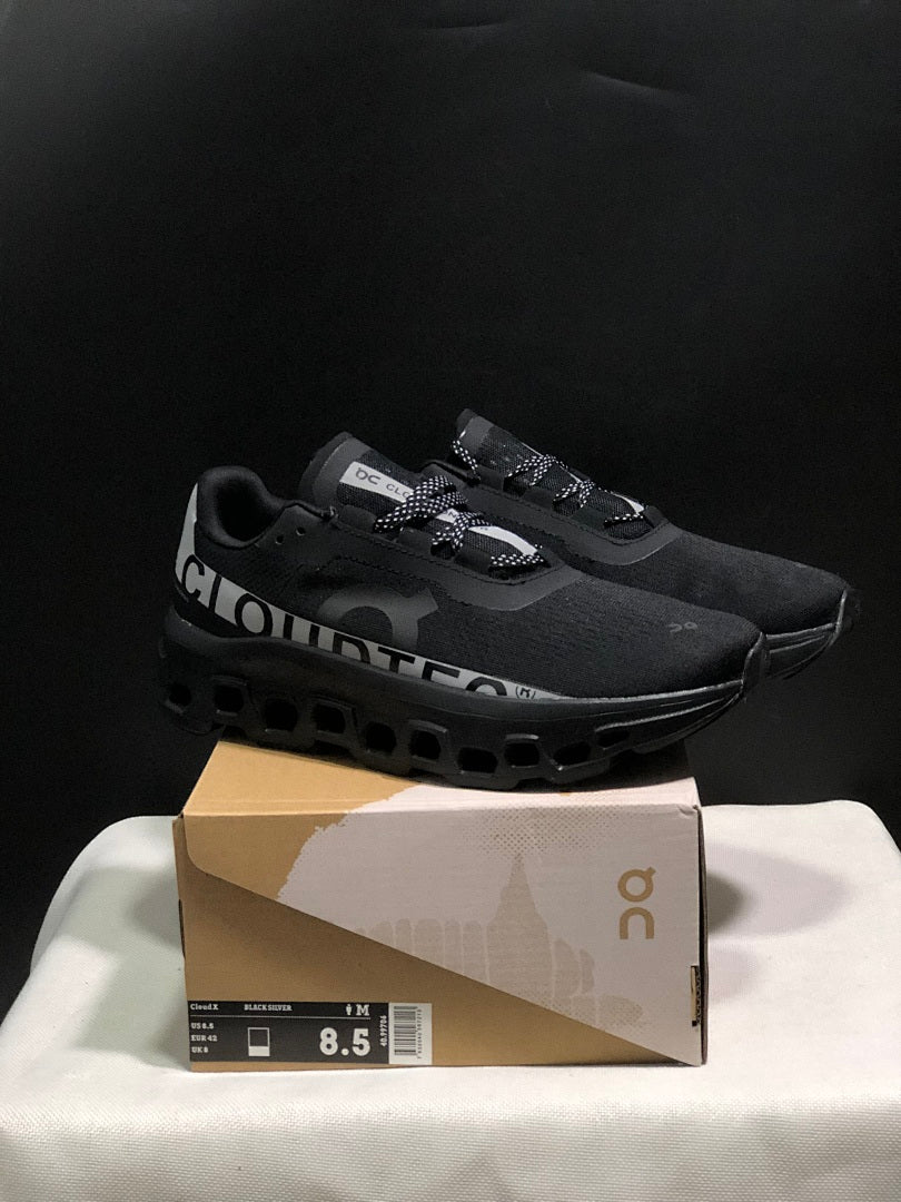 On Cloud X Sneakers in Black and Silver