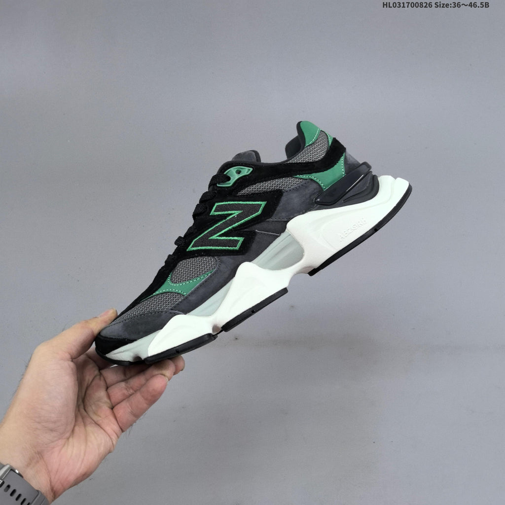 New Balance 9060 Sneakers in Charcoal and Green