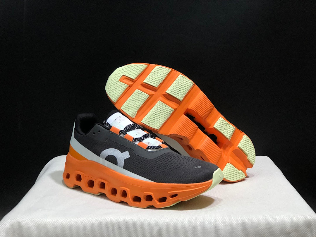 On Cloudmonster Running Shoes Black Orange