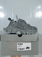 1210 Rhinestone Fishnet Sneakers in Grey/Crystal
