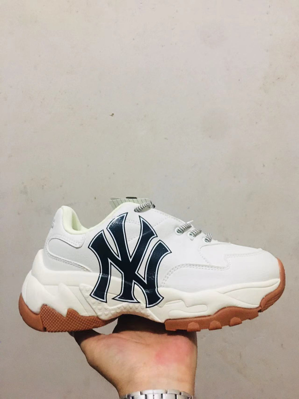 MLB 6011 White and Navy Chunky Sneakers