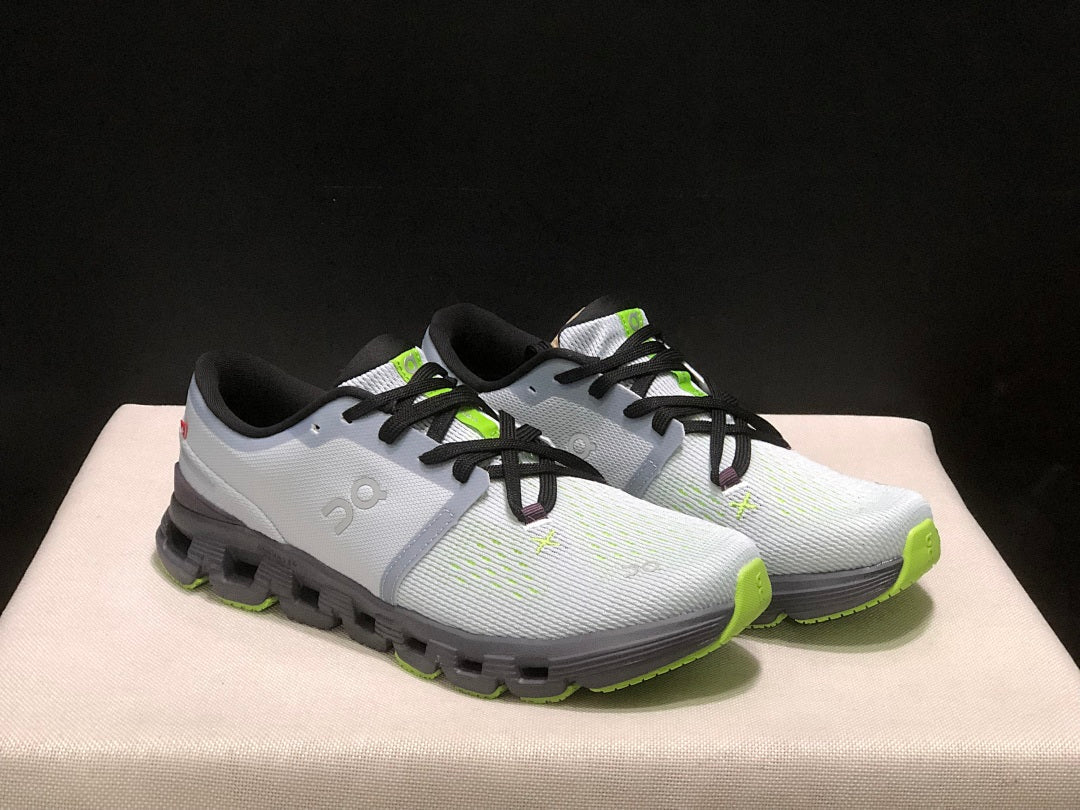 On Cloud X 4 Sneakers in Gray and Lime