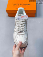 Nike Air Force 1 Low Custom Sneakers in Cream and Gray