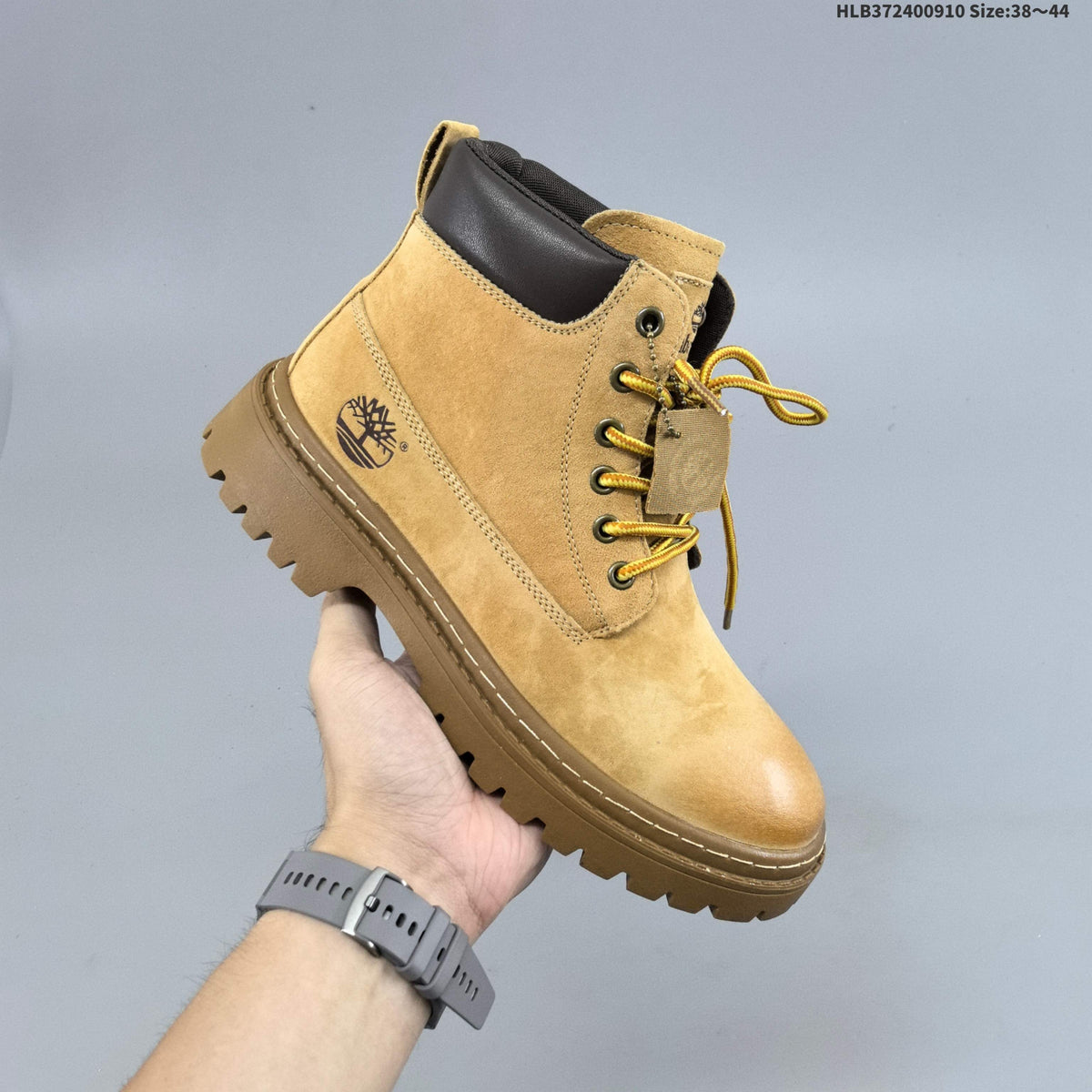 Timberland Mid-Top Lace-Up Boots in Wheat and Taupe