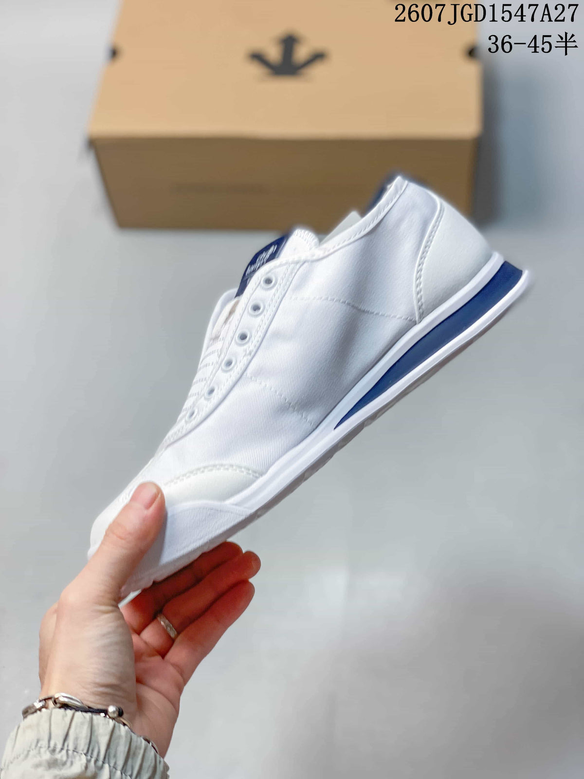 DESCENTE Cron Tempo Canvas Sneakers White and Blue