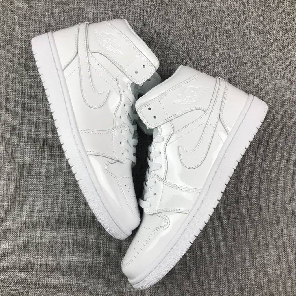 Jordan Air Jordan 1 Mid White Patent-Style Sneakers BQ6472-111