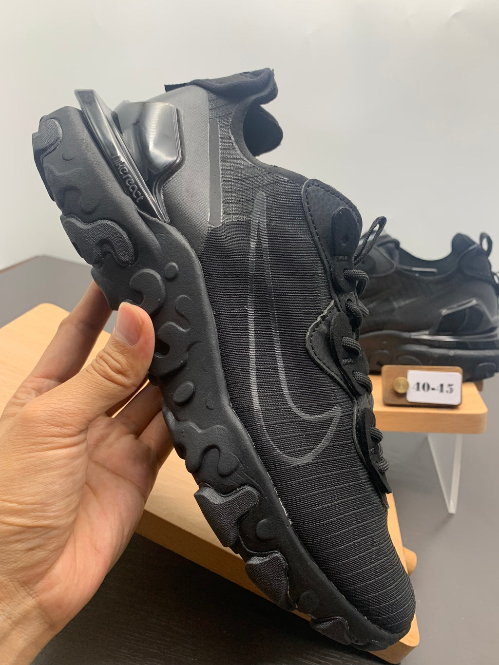 Nike React Black Grid-Textured Sneakers
