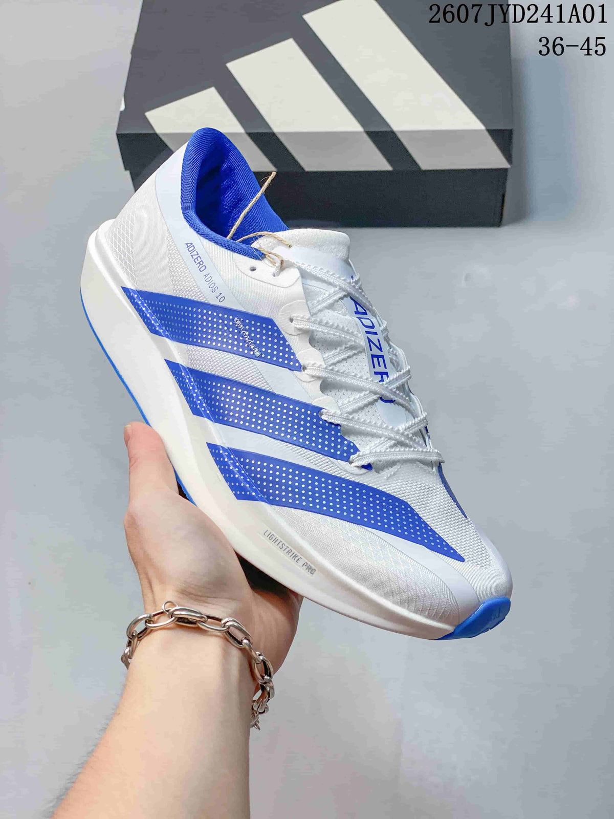 Adidas Adizero 10 Low-Top Running Shoes, White