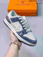 Nike SB Dunk Low LV Monogram Sneakers, White and Navy