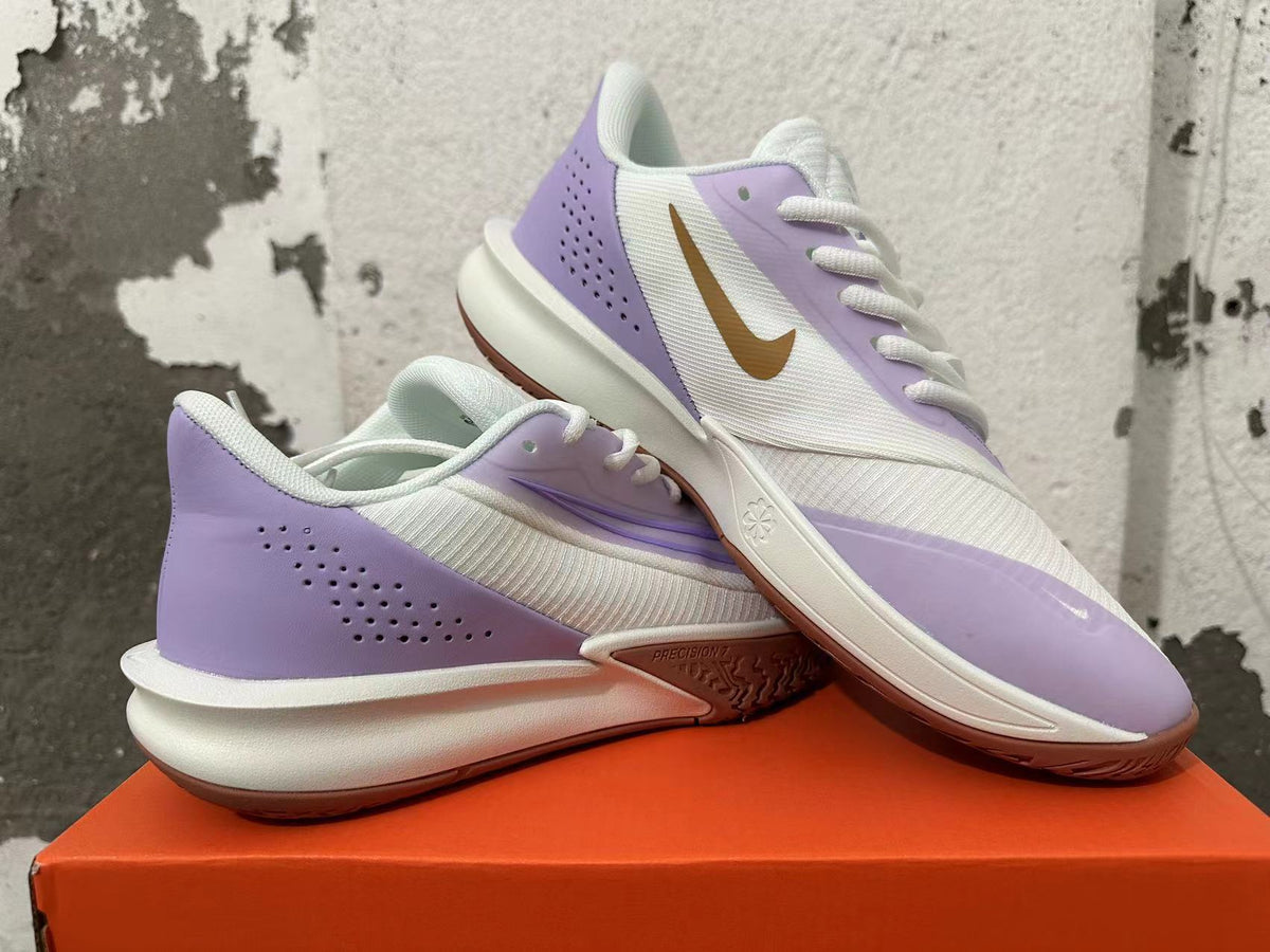 Nike Precision 7 Basketball Shoes, White and Light Purple