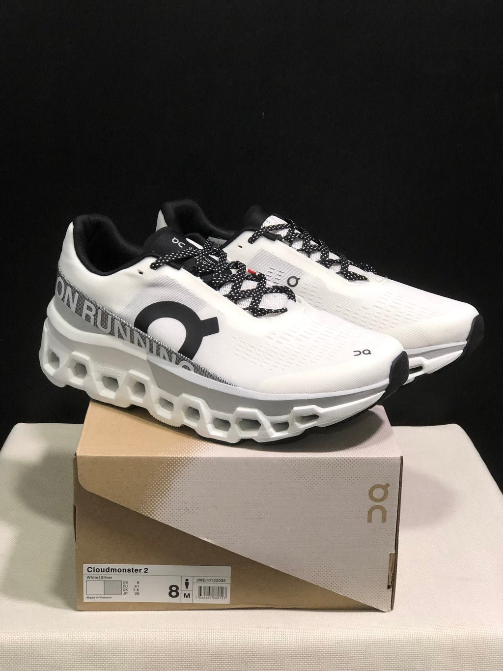 On Cloudmonster 2 White Silver Running Shoes