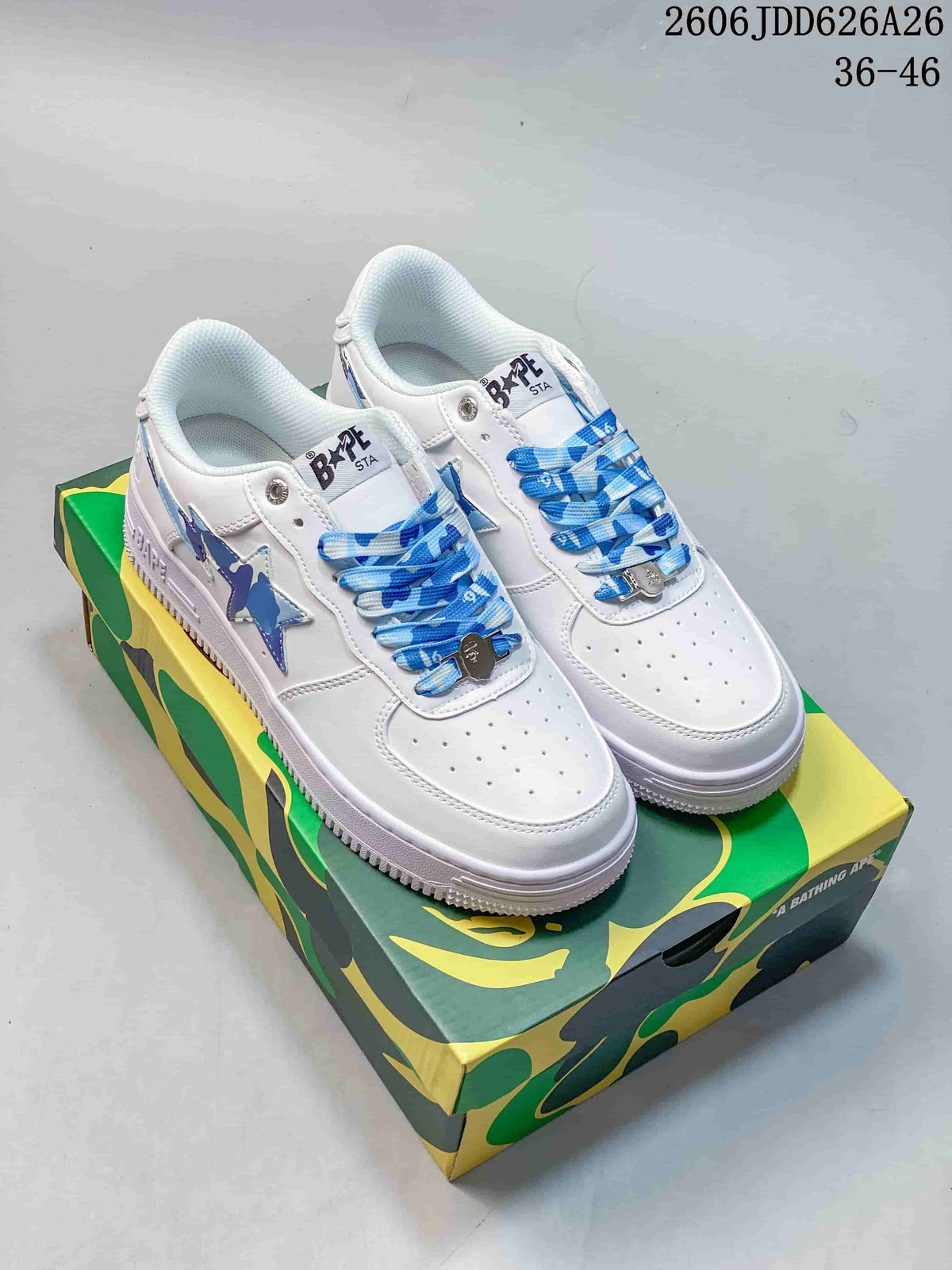 A Bathing Ape STA Low-Top Sneakers White Blue