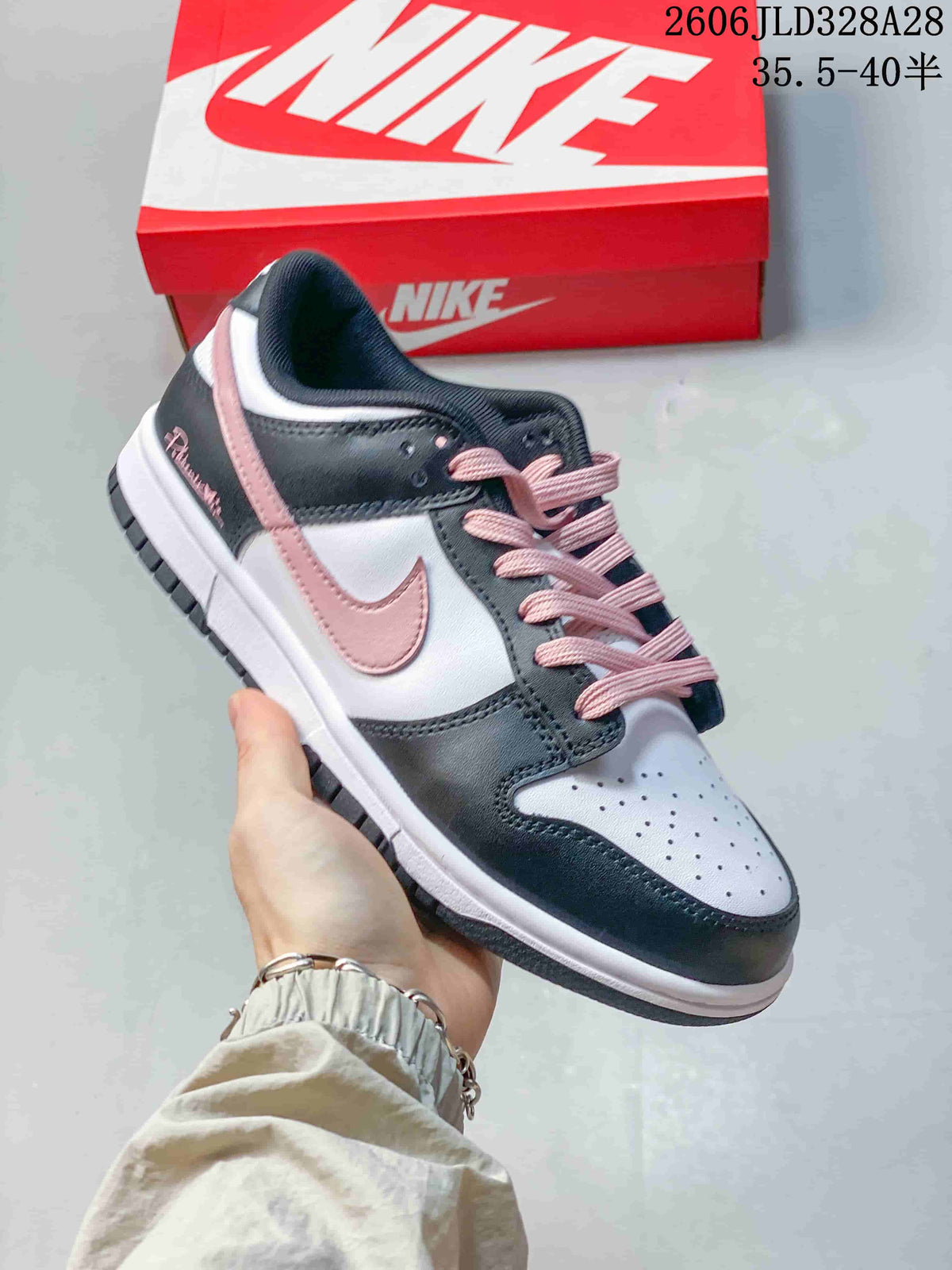 Nike Dunk Low DD1391 White Pink and Dark Gray Sneakers