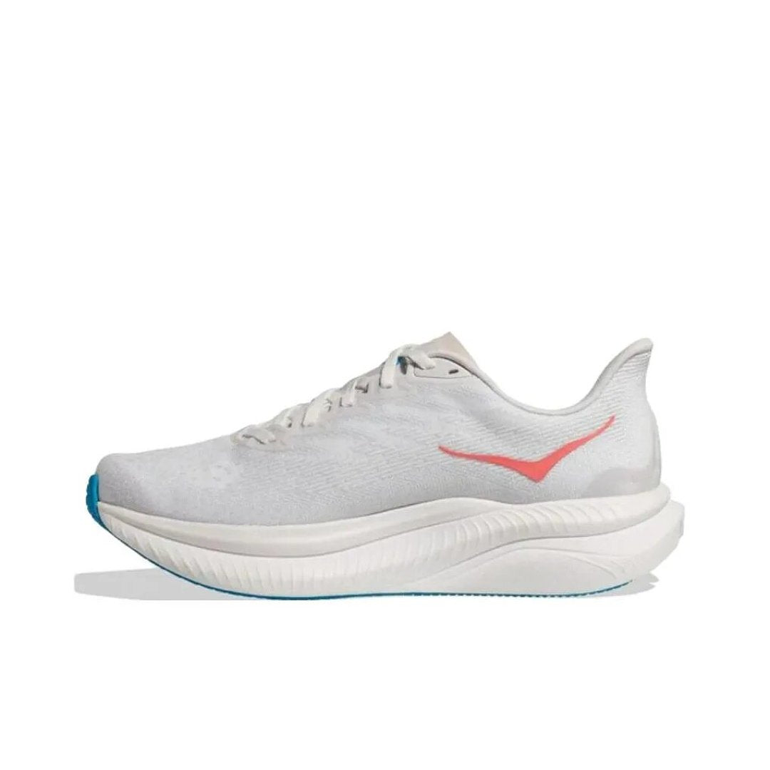 HOKA Mach 6 Running Shoes, White with Coral and Blue