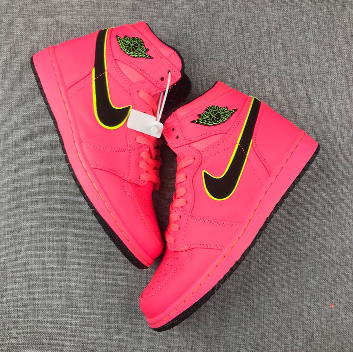 Air Jordan 1 Mid Sneakers Pink Black Volt AQ9131-600