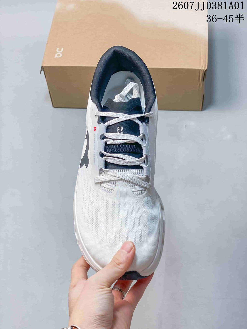 On Cloudmonster 3 LightSpray Running Shoes, White and Navy