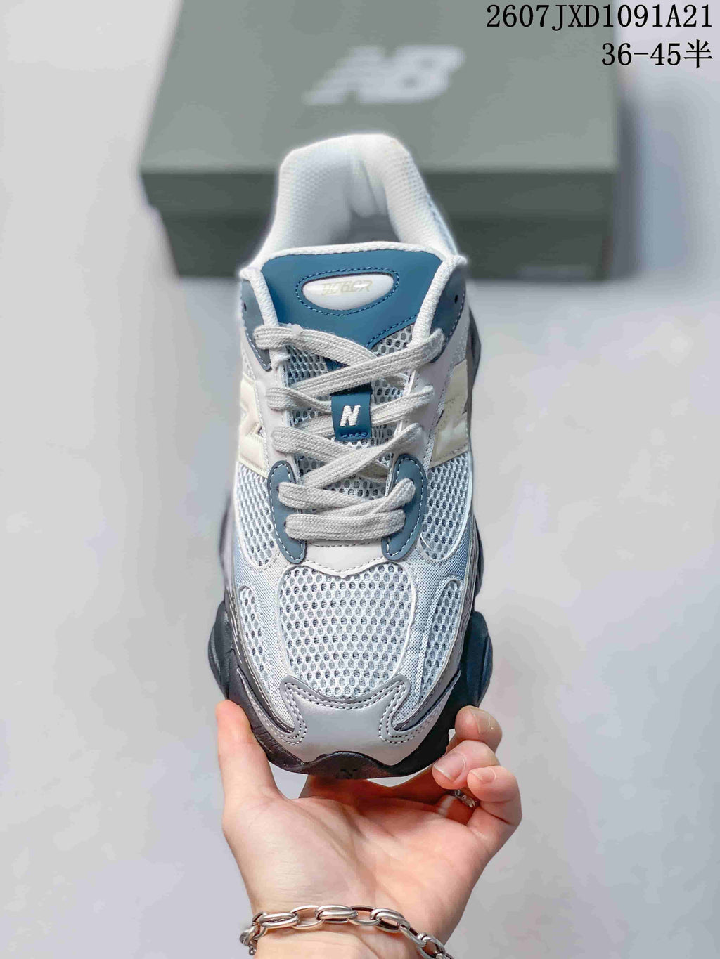 New Balance 9060 Blue and Grey Mesh Sneakers