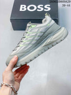 BOSS Grey and Lime Trail-Style Sneakers 06GDD609A29