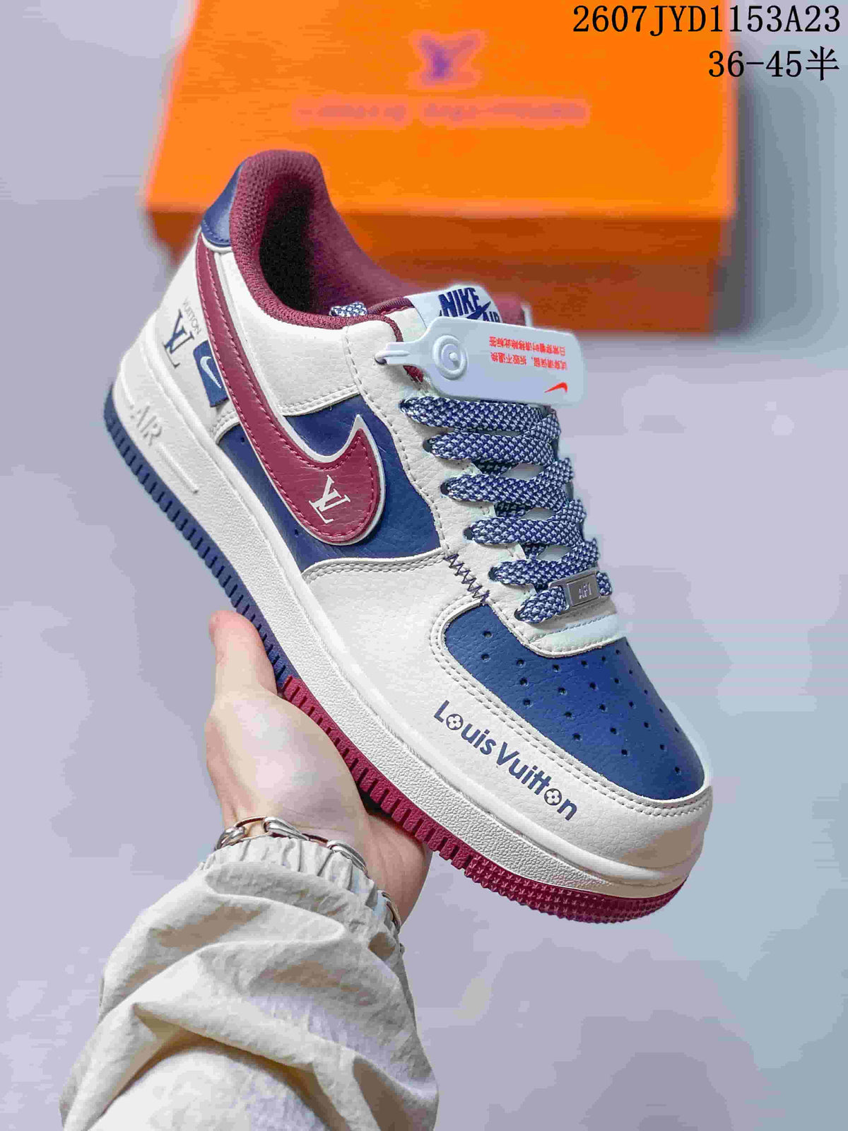 Nike Air Force 1 '07 Low White Blue Burgundy Sneakers