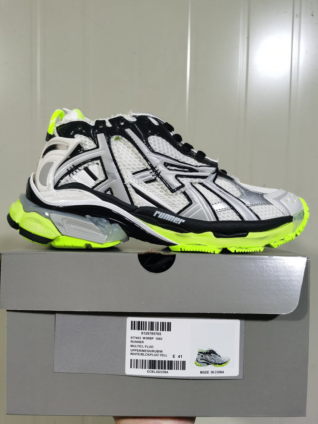 Balenciaga Runner Sneakers White Black Neon Yellow 1093