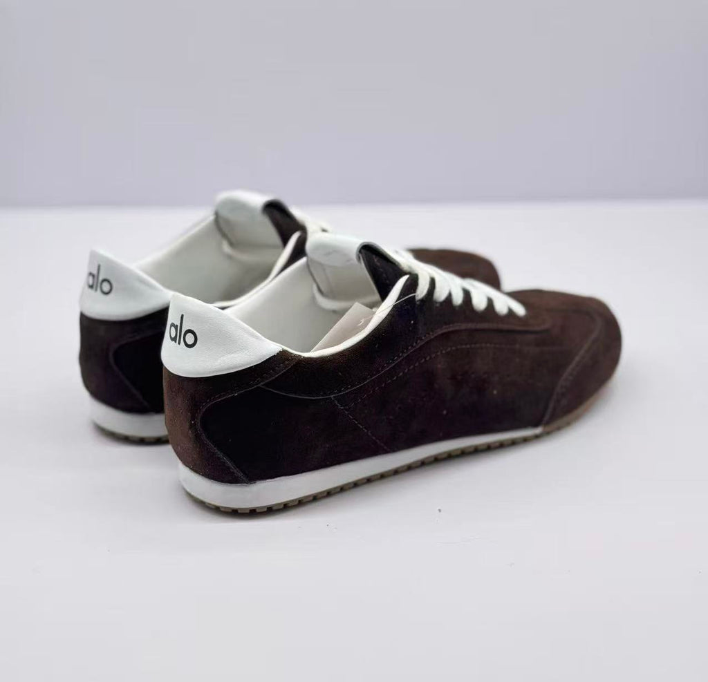 Alo Low-Top Sneakers Dark Brown with White Accents